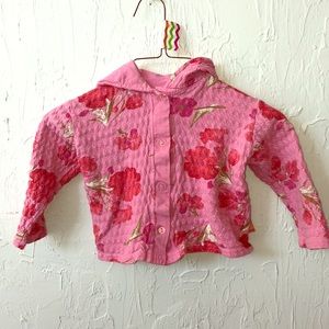 24m Girl hoodie pink floral knit little angel club